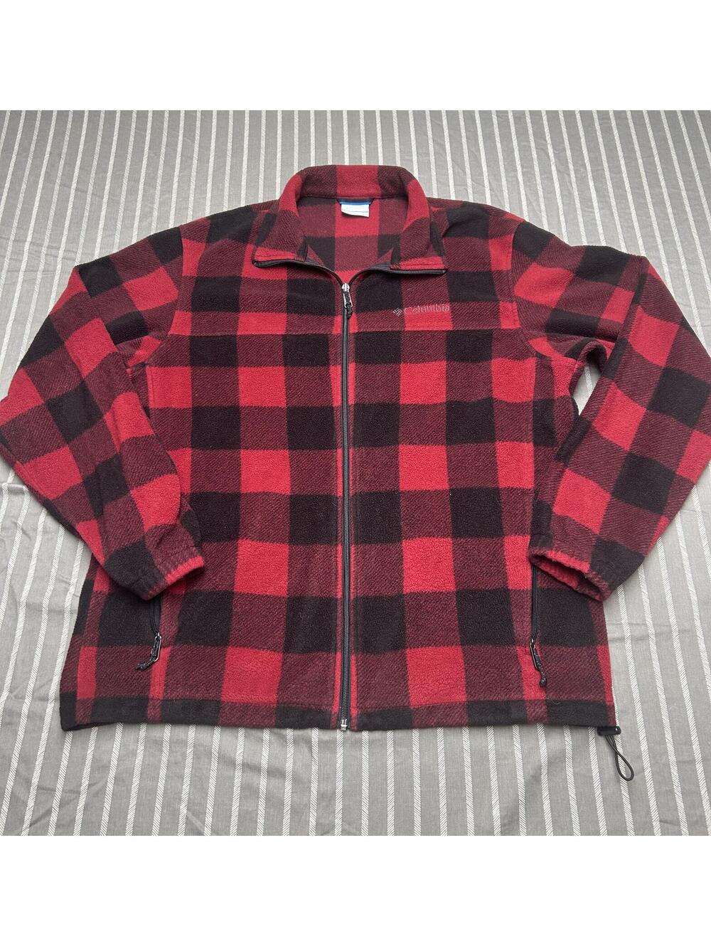 Columbia Steens Mountain Printed Full-Zip Fleece Jacket Buffalo Plaid Mens Large